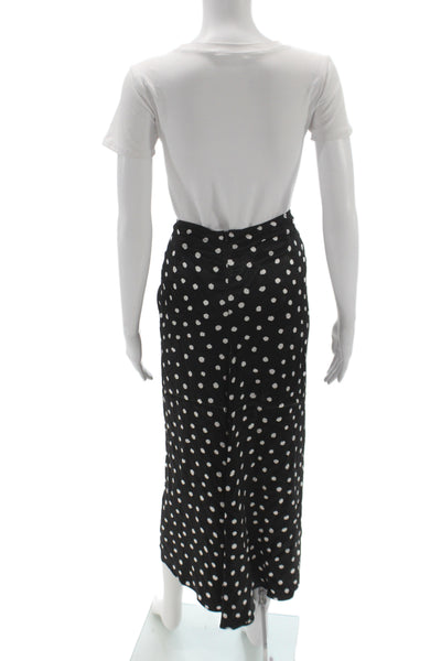 Zara Womens Straight Pencil Midi Skirt Black Viscose Polka Dot Size XS