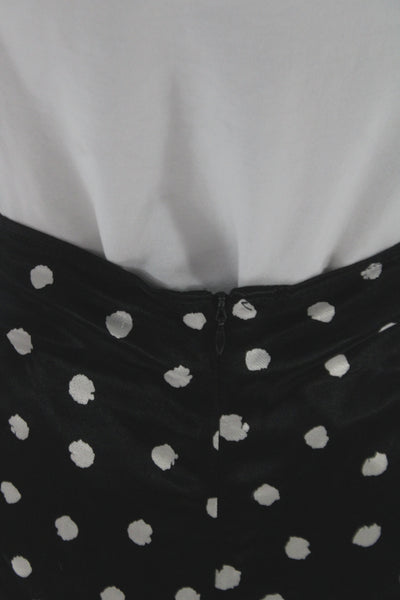 Zara Womens Straight Pencil Midi Skirt Black Viscose Polka Dot Size XS