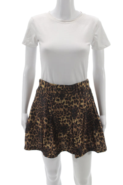 Brooklyn Karma Womens Brown Animal Print Mini Skort 100% Polyester Size S
