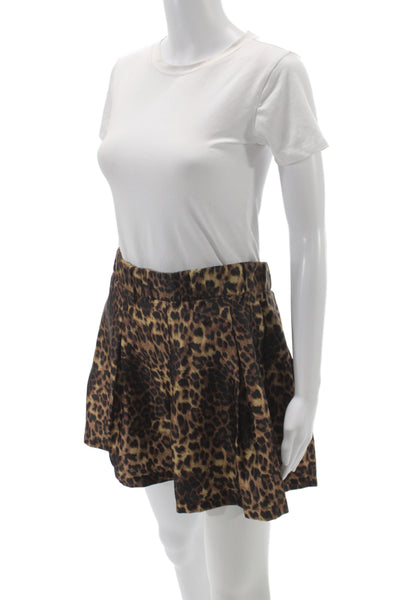 Brooklyn Karma Womens Brown Animal Print Mini Skort 100% Polyester Size S