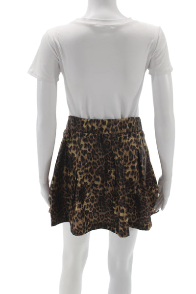 Brooklyn Karma Womens Brown Animal Print Mini Skort 100% Polyester Size S