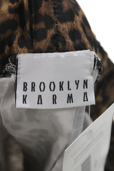 Brooklyn Karma Womens Brown Animal Print Mini Skort 100% Polyester Size S