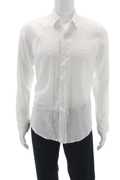 Monteze Molo Mens Collard Button Front Top White Size M