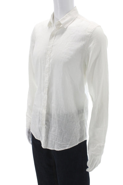 Monteze Molo Mens Collard Button Front Top White Size M