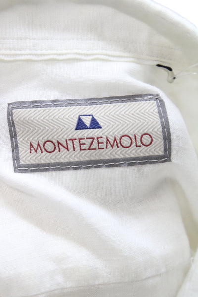 Monteze Molo Mens Collard Button Front Top White Size M