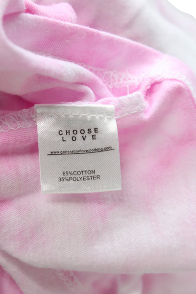 Generation Love Women Jersey Tie Dye Pink Crew Neck Short Sleeve Tee Size XS