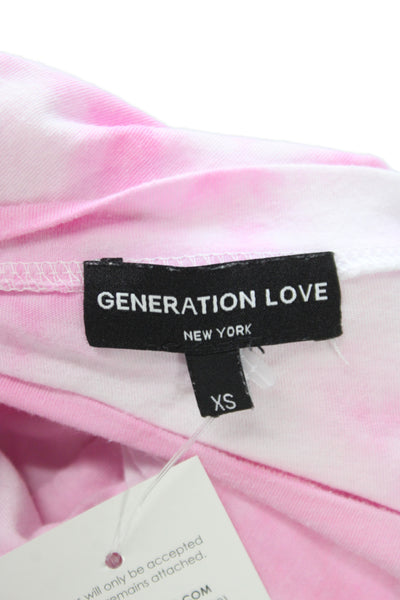 Generation Love Women Jersey Tie Dye Pink Crew Neck Short Sleeve Tee Size XS
