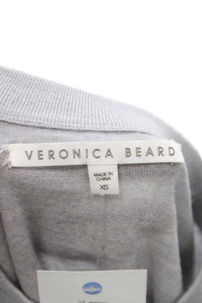 Veronica Beard Women Merino Wool Crew Neck Pullover Gray Long Sleeve Size XS