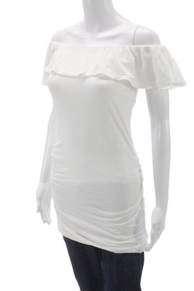 Velvet by Graham & Spencer Womens Off Shoulder Jersey Blouse White Size XS
