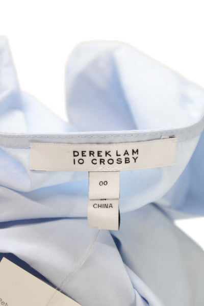 Derek Lam 10 Crosby Women Tunic Blouse V-Neck Long Sleeve Cotton Blue Size 00