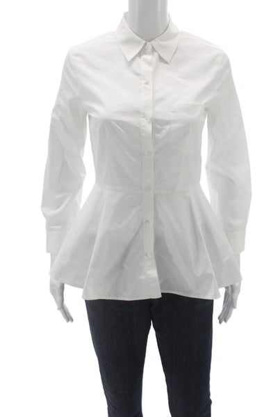 Theory Womens Tunic Button-Up White Collared Long Sleeve 100% Cotton Size PP