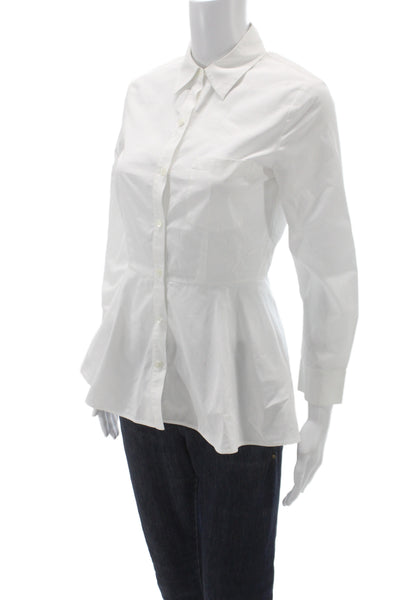 Theory Womens Tunic Button-Up White Collared Long Sleeve 100% Cotton Size PP