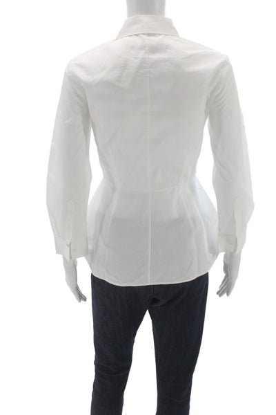 Theory Womens Tunic Button-Up White Collared Long Sleeve 100% Cotton Size PP