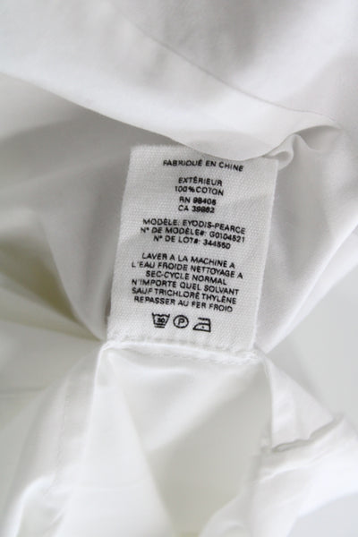 Theory Womens Tunic Button-Up White Collared Long Sleeve 100% Cotton Size PP