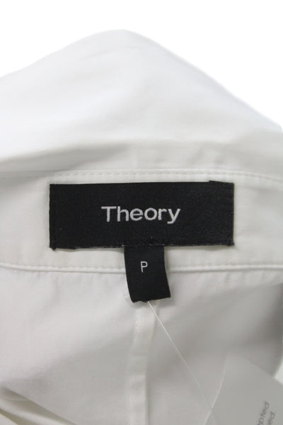 Theory Womens Tunic Button-Up White Collared Long Sleeve 100% Cotton Size PP