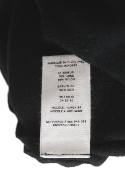 Helmut Lang Women Bodycon Dress Black Wool Mock Neck Short Sleeve Size XS