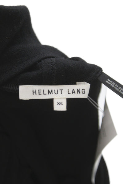 Helmut Lang Women Bodycon Dress Black Wool Mock Neck Short Sleeve Size XS