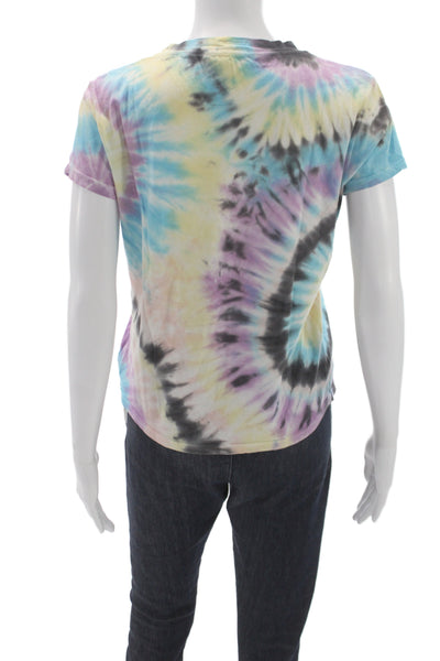 Mother Women Jersey T-Shirt Blue Tie Dye Short Sleeve Crew Neck Size XS