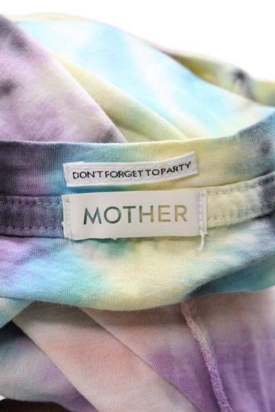 Mother Women Jersey T-Shirt Blue Tie Dye Short Sleeve Crew Neck Size XS