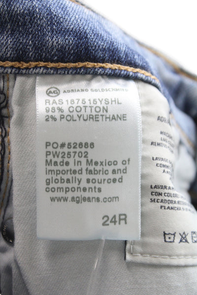 AG-ED Denim Womens Straight Jeans Blue Mid-Rise Cotton Size 24