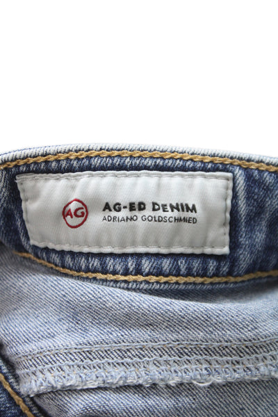 AG-ED Denim Womens Straight Jeans Blue Mid-Rise Cotton Size 24