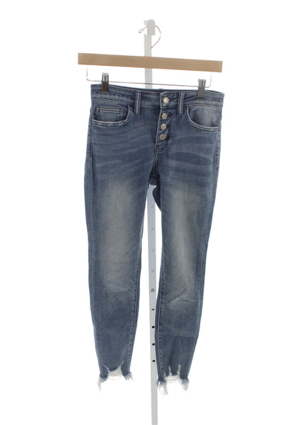 Flying Monkey Womens Skinny Blue Jeans Cotton Button Mid-Rise Size 25