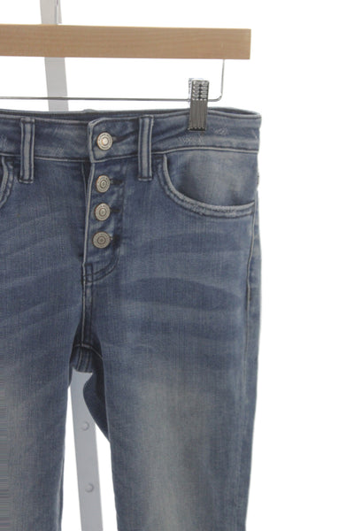 Flying Monkey Womens Skinny Blue Jeans Cotton Button Mid-Rise Size 25