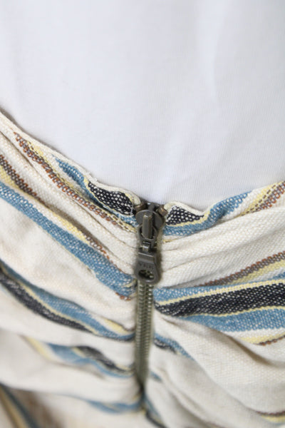 Just Bee Queen Womens Mini Bohemian Striped Beige Cotton Tie Skirt Size S