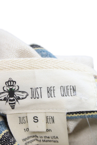 Just Bee Queen Womens Mini Bohemian Striped Beige Cotton Tie Skirt Size S