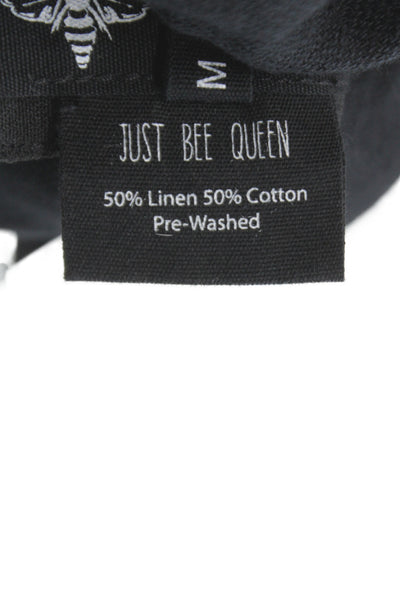 Just Bee Queen Womens Wrap Midi Skirt Black Linen Blend Zip Boho Size M