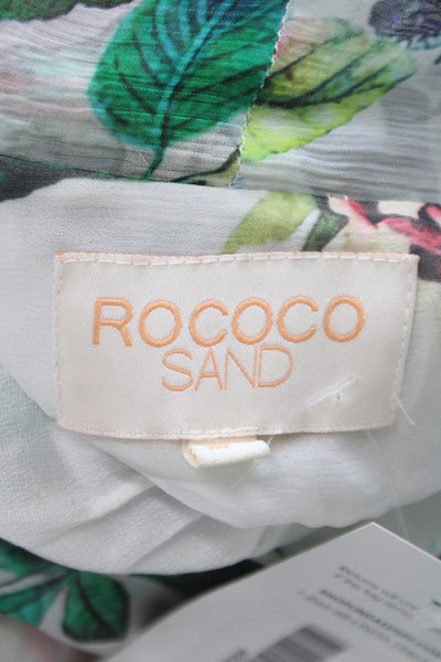 Rococo Sand Womens Kimono Blouse Multicolor Floral V Neck Long Sleeve Size M
