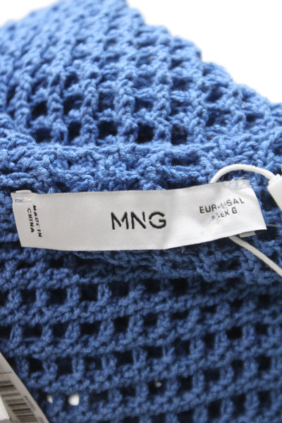 MNG Womens Cropped Blue Tank Scoop Neck Sleeveless Beach Size L