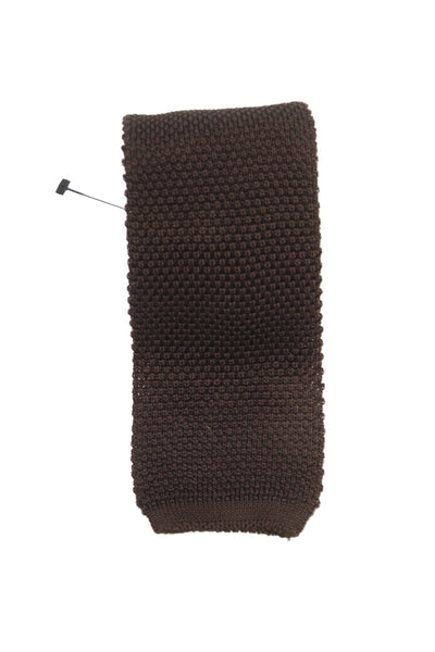 CH Carolina Herrera Mens Silk Woven Knit Necktie Chocolate Brown