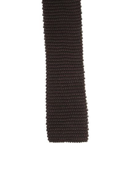CH Carolina Herrera Mens Silk Woven Knit Necktie Chocolate Brown