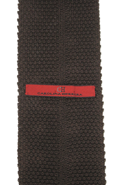 CH Carolina Herrera Mens Silk Woven Knit Necktie Chocolate Brown