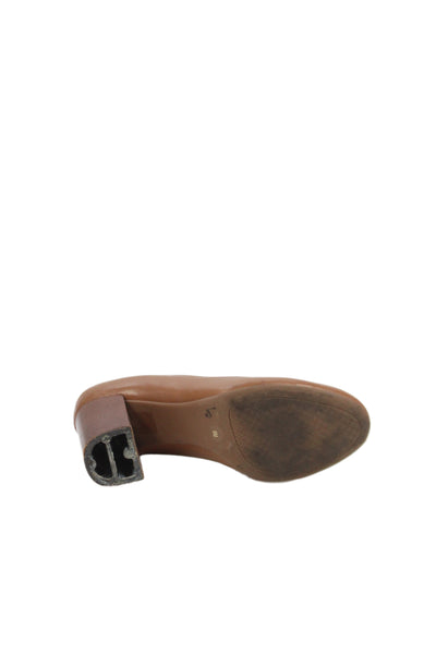 Tory Burch Womens Leather Medallion Slide On Pumps Brown Size 8 Medium