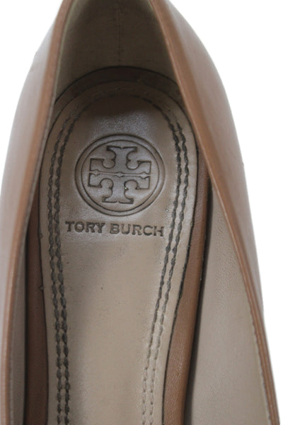 Tory Burch Womens Leather Medallion Slide On Pumps Brown Size 8 Medium