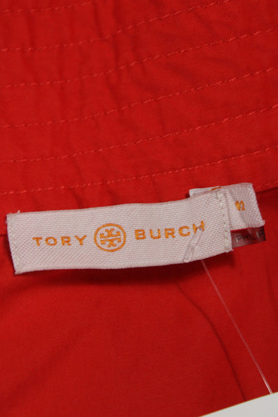 Tory Burch Womens Wrap Skirt Red Cotton Solid Knee Length Hook & Eye Size 12