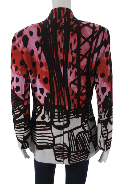 Norma Kamali Women Basic Jacket Black Animal Print Button Long Sleeve Size M