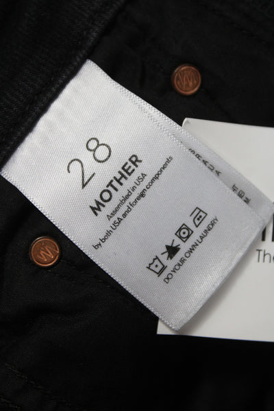 Mother Womens Skinny Black Cotton Jeans Size 28