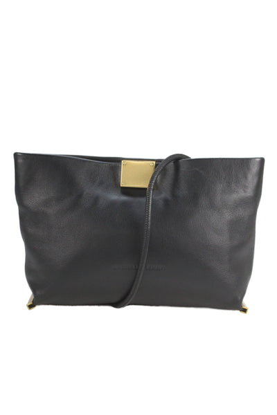 Daniella Lehavi Womens Leather Clasp Closure Clutch Shoulder Handbag Black