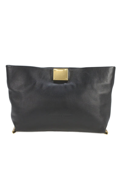 Daniella Lehavi Womens Leather Clasp Closure Clutch Shoulder Handbag Black