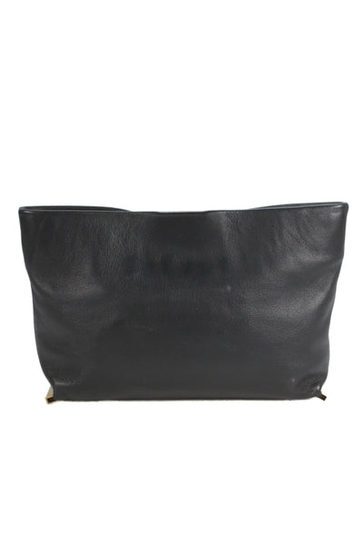Daniella Lehavi Womens Leather Clasp Closure Clutch Shoulder Handbag Black