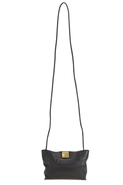 Daniella Lehavi Womens Leather Clasp Closure Clutch Shoulder Handbag Black