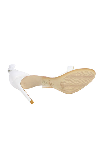 Veerah New York Womens Leather Glitter Ankle Strap Stiletto Heels White Size 10