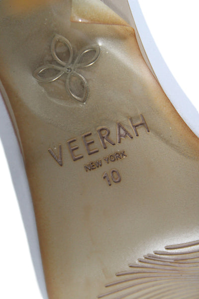 Veerah New York Womens Leather Glitter Ankle Strap Stiletto Heels White Size 10