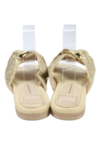 Dolce Vita Womens Woven Chained Accent Square Toe Sandals Beige Size 6