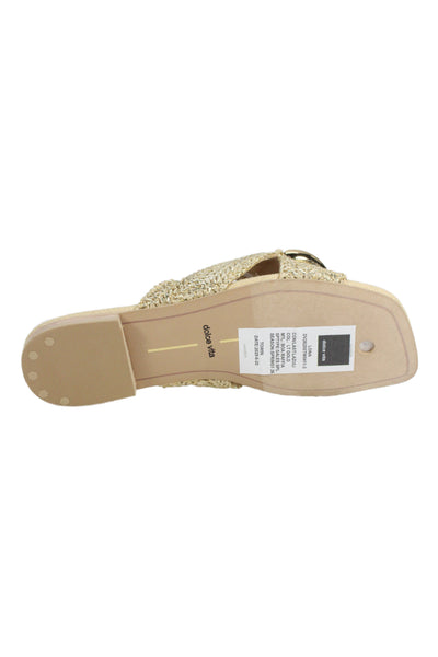 Dolce Vita Womens Woven Chained Accent Square Toe Sandals Beige Size 6