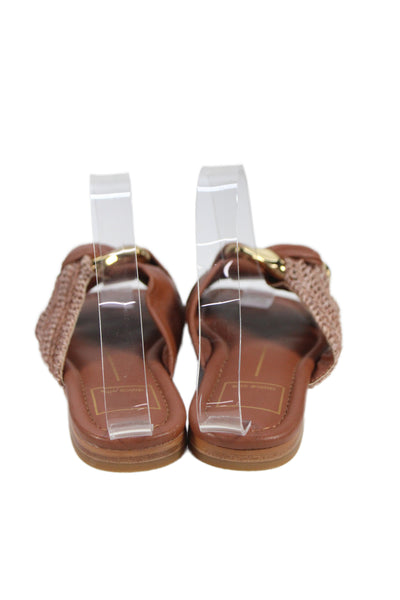 Dolce Vita Womens Textured Woven Chained Accent Sandals Brown Size 6