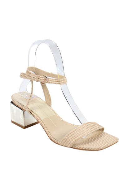 Dolce Vita Womens Woven Square Toe Ankle Strap Block Hels Beige Size 6